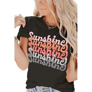 NEW INFITTY Womens Print T Shirts Short Sleeve Shirts Cute Sunshine Graphic, M